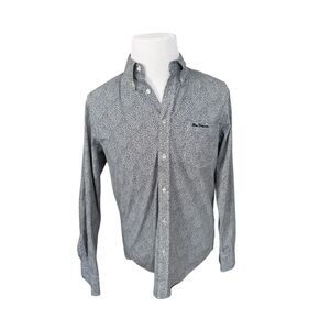 Ben‎ Sherman Mens Micro Floral Black and White Button Front Casual Dress Shirt M